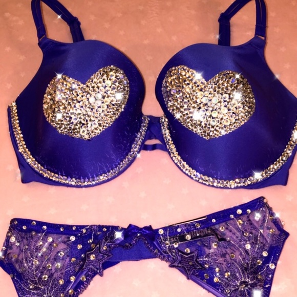 💗 VICTORIA SECRET FASHION SHOW CUSTOM BLING LINGERIE OUTFIT SET BRA GARTER 34DD - Picture 10 of 10